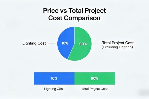 A chart comparing price versus total project cost